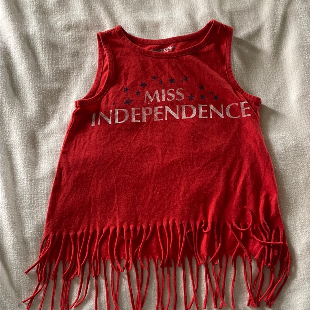 Arizona Jean Company Red Fringe Tank Top